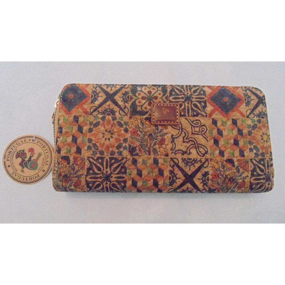 Portugal Cork Zipper Wallet Geometric Eco Friendly Sustainable Lightweight Vegan